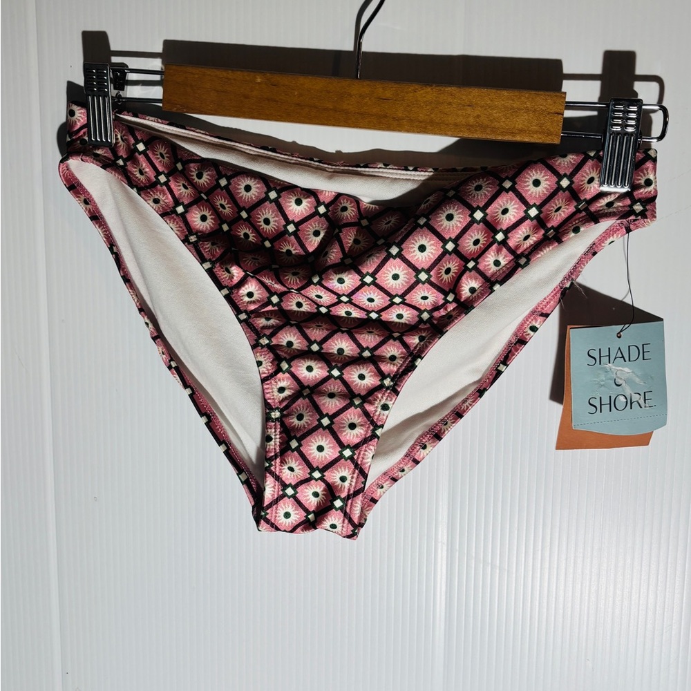 Shade & Shore Pink and White Bikini Bottom